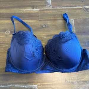 Victoria’s Secret Dream Angels Lined Demi Bra Blue Lace Padded 34C Sexy